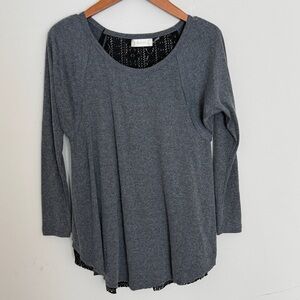 Altar'd State Charcoal Long Sleeve Top‎ with Lace Back Size S